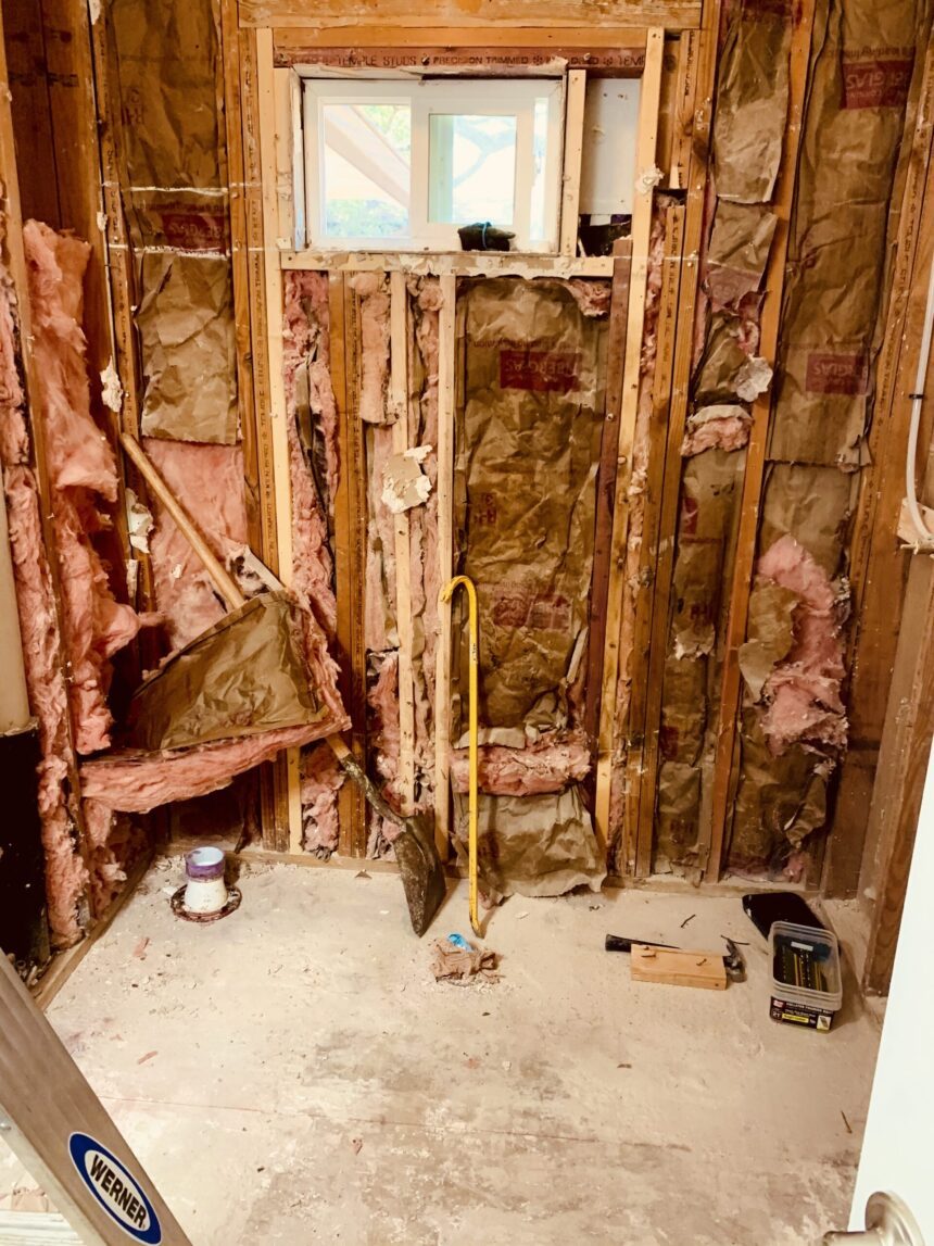 Oak Crest — supply and drain lines set in the open wall