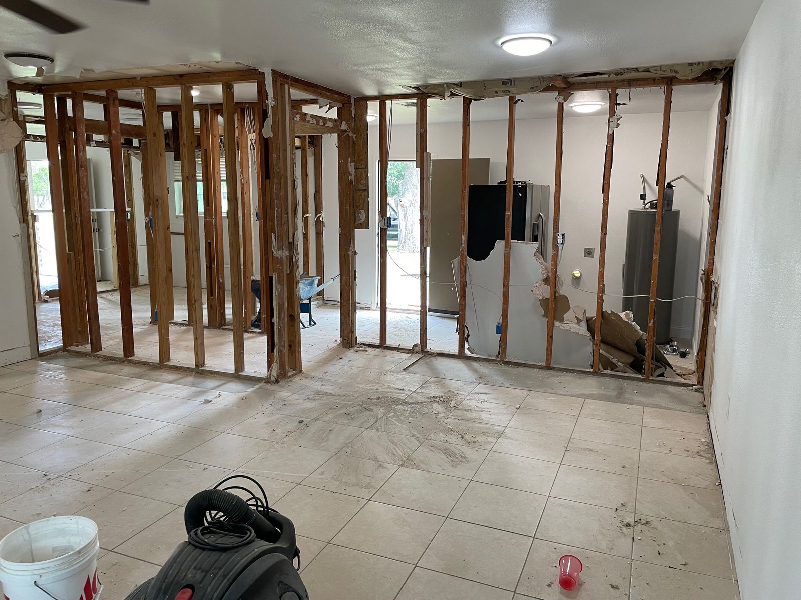 Owens Road – Waller Whole-House Renovation — framed walls of the new plan
