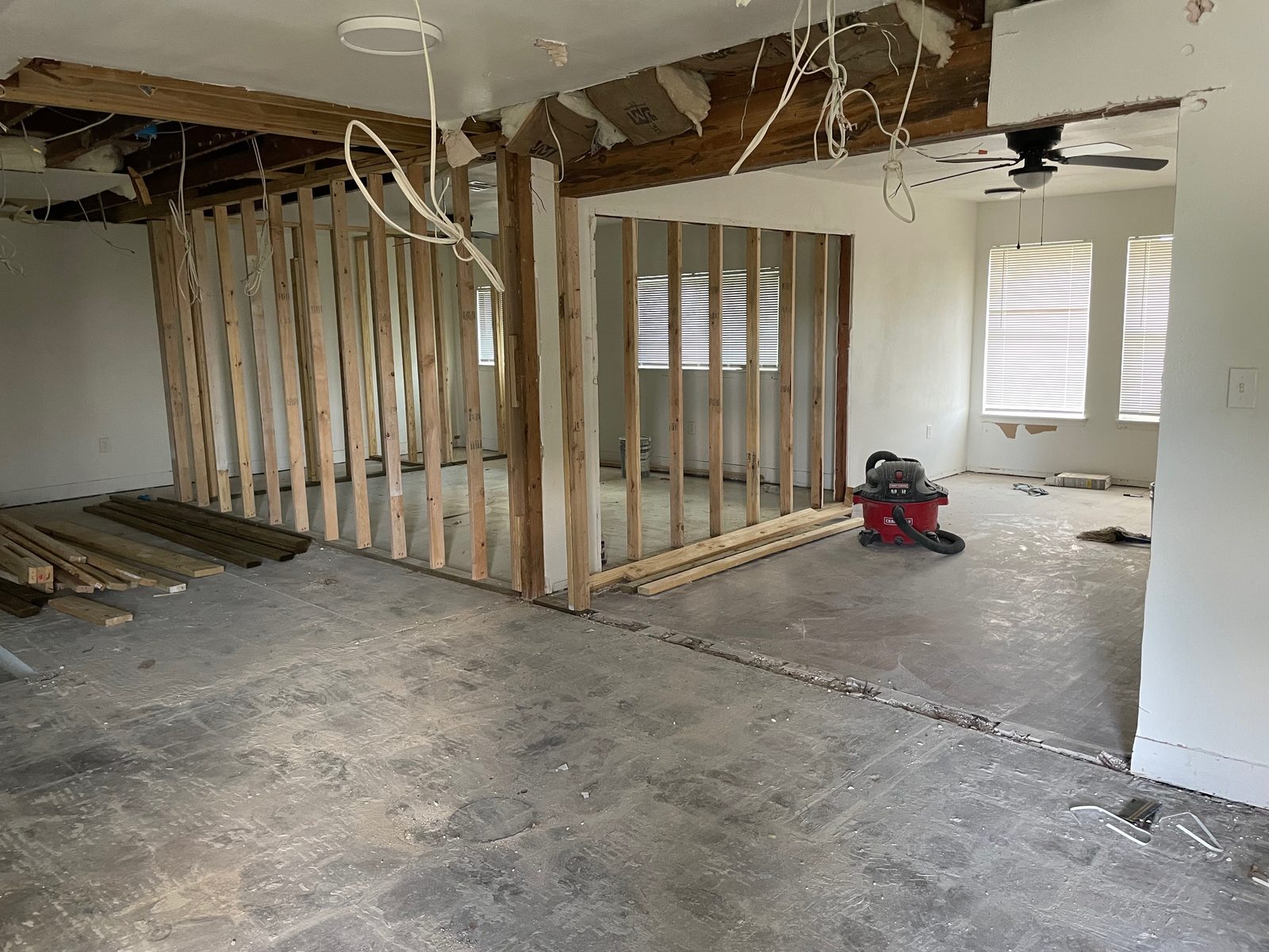 Owens Road – Waller Whole-House Renovation — framed openings between spaces